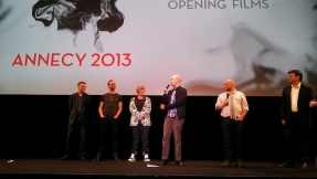 Director Dan Scanlon and Pixar big shots introduce Monsters University at Annecy 2013.  Photo by Corrie Francis Parks