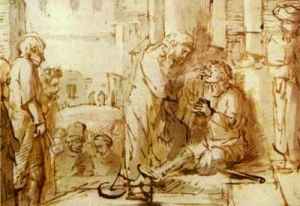 Jesus Heals the Blind Man, Rembrant van Rijn, c. 1655-60.