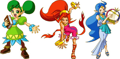 The three Goddesses: Farore, Din, and Nayru as oracles from "Oracle of Seasons" and "Oracle of Ages"