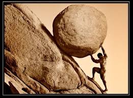Pushing boulder uphill