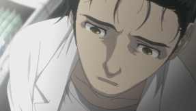 One of many moments during the show when Okabe realizes the consequences of his actions are far more dire than he had expected.