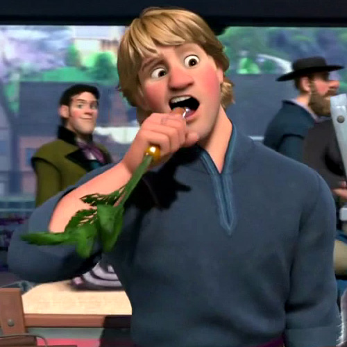 The carrot was in Sven's mouth! This is supposed to be Anna's true love? Disney couples everywhere are cringing.