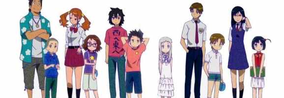 The cast of Ano Hana and their older counterparts, minus one