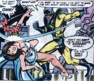 Hank Pym striking Janet vanDyne