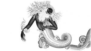 An artist's rendition of Patanjali as a serpent yogi.