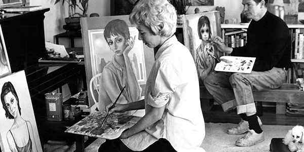 Margaret Keane and husband Walter add finishing touches to portraits of Natalie Wood in their San Francisco apartment, November 11, 1961