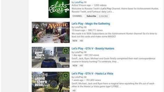 Searching "Let's Play" on YouTube results in millions of videos.