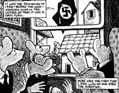 One of many darkly striking images in Art Spiegelman's Maus.