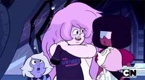 The Crystal Gems with Rose Quartz, their original leader and Steven's mother