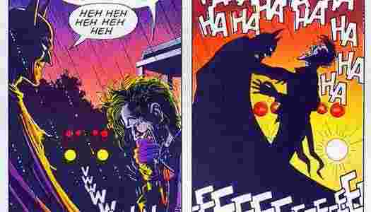 The final panels from The Killing Joke in which Batman confronts the Joker