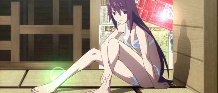 Even the room seems to glow from Senjougahara's point of view as she attempts to make herself an object of attraction