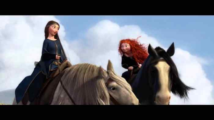The end of Brave features two women riding off into the sunset.