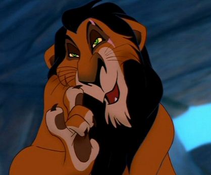 Scar, in the style of Shere Kahn plays the role of condescending predator. 