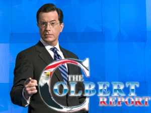 The visuals on the Colbert Report evoke patriotism