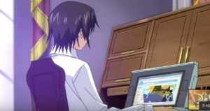 Lelouch in Code MENT, watching Yu-Gi-Oh! The Abridged series, proclaiming, "what is this crap?!"