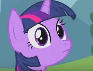 Twilight's face in this scene is a prominent symbol in Friendship is Witchcraft.