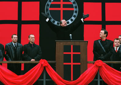 Adam Sutler presides over a totalitarian futuristic Britain and even shares some of the Nazi color scheme. 