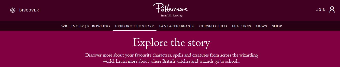 Pottermore page