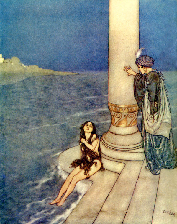 The mermaid begins her sorrowful sojourn on land