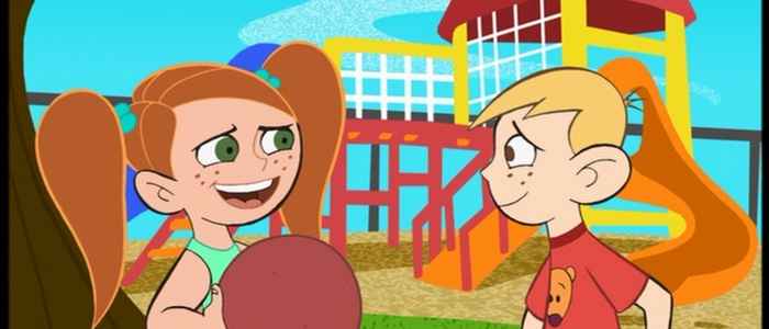 Kim Possible and Ron Stoppable in the movie A Stitch in Time, childhood friends who later become a couple. 