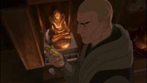 Zaheer, in the episode "The Metal Clan," shows great interest in the airbender Guru Laghima's teachings about freedom. 
