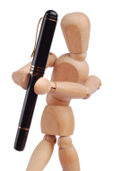 Wooden Figure with Pen