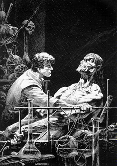 Victor Frankenstein and his creature