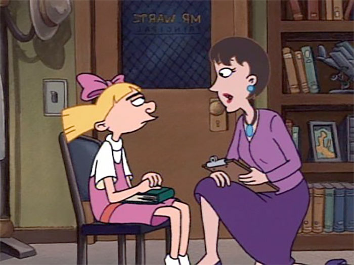 Helga sharing to Dr. Bliss
