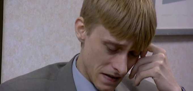 Gareth crying in David's office