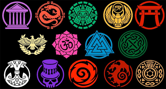 Various mythological symbols