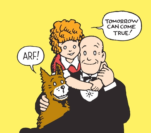Annie, Sandy, and Warbucks. From the comic strip