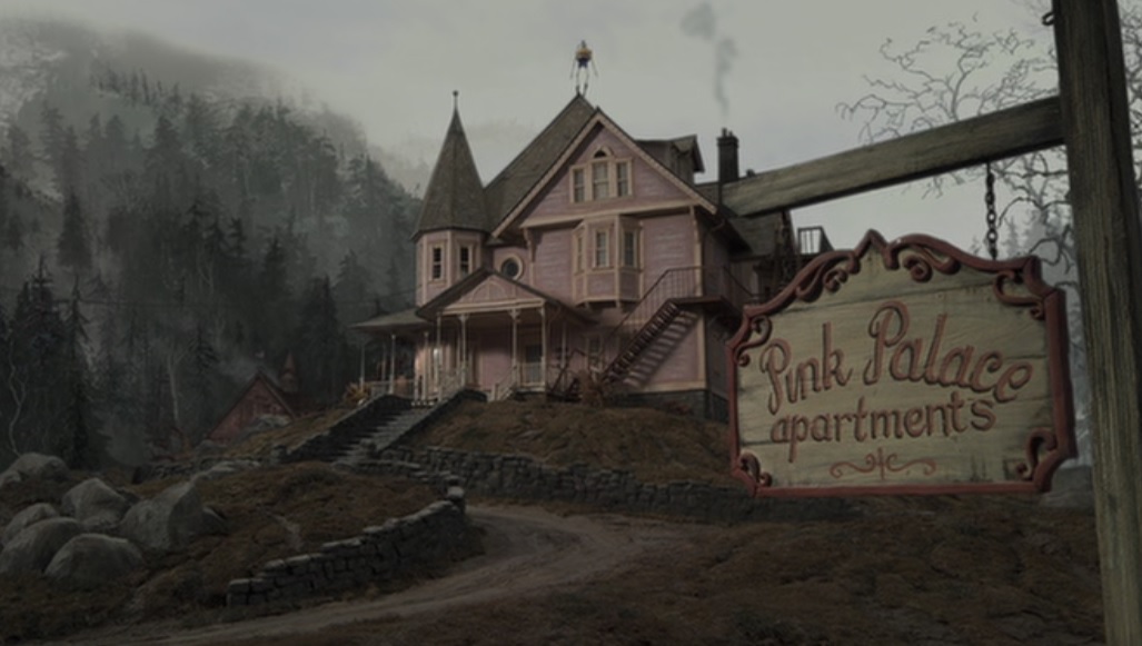 The Pink Palace apartments in Coraline